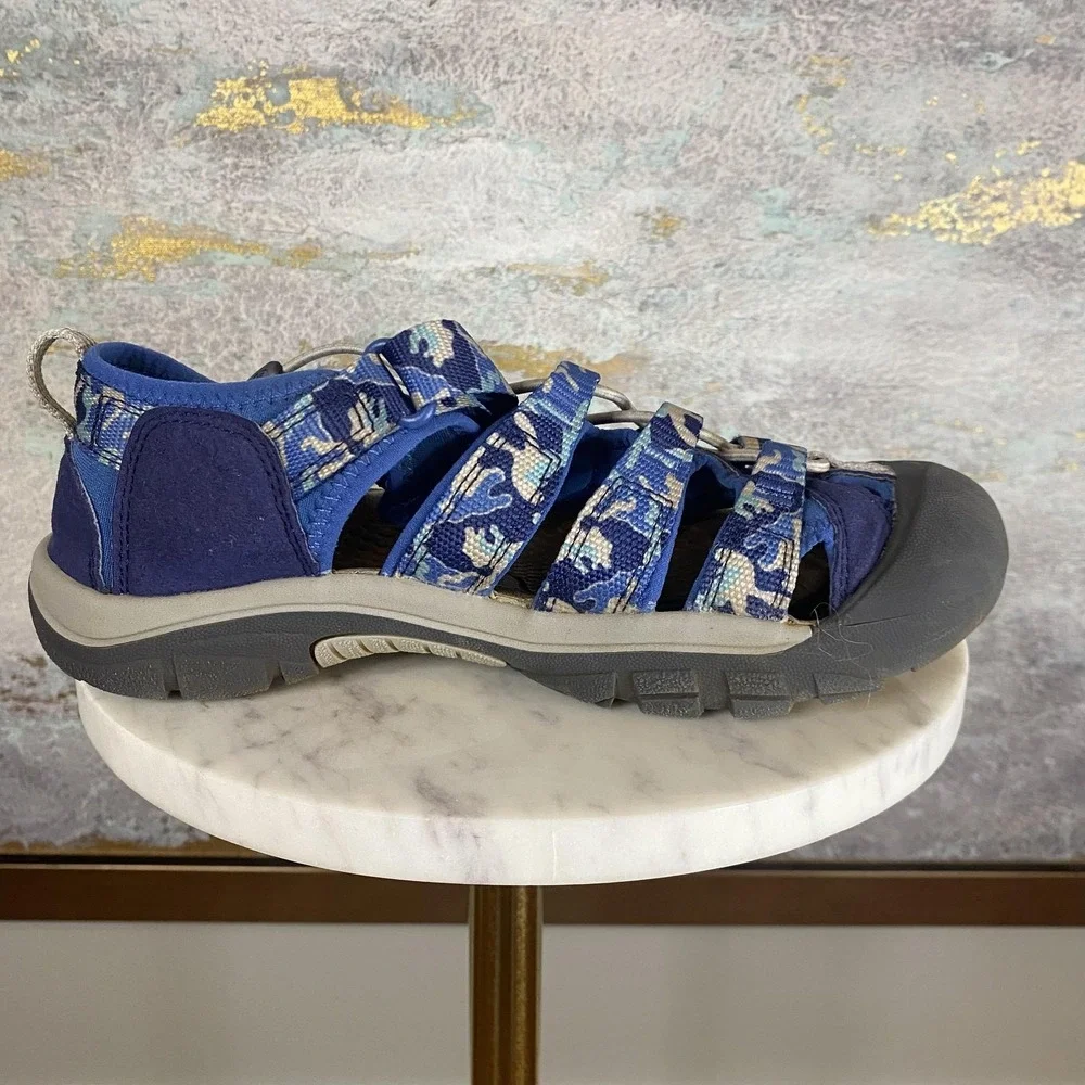 Keen Newport H2 Sandals Shoes Size Youth 4 Blue Camo Fisherman Water Hiking